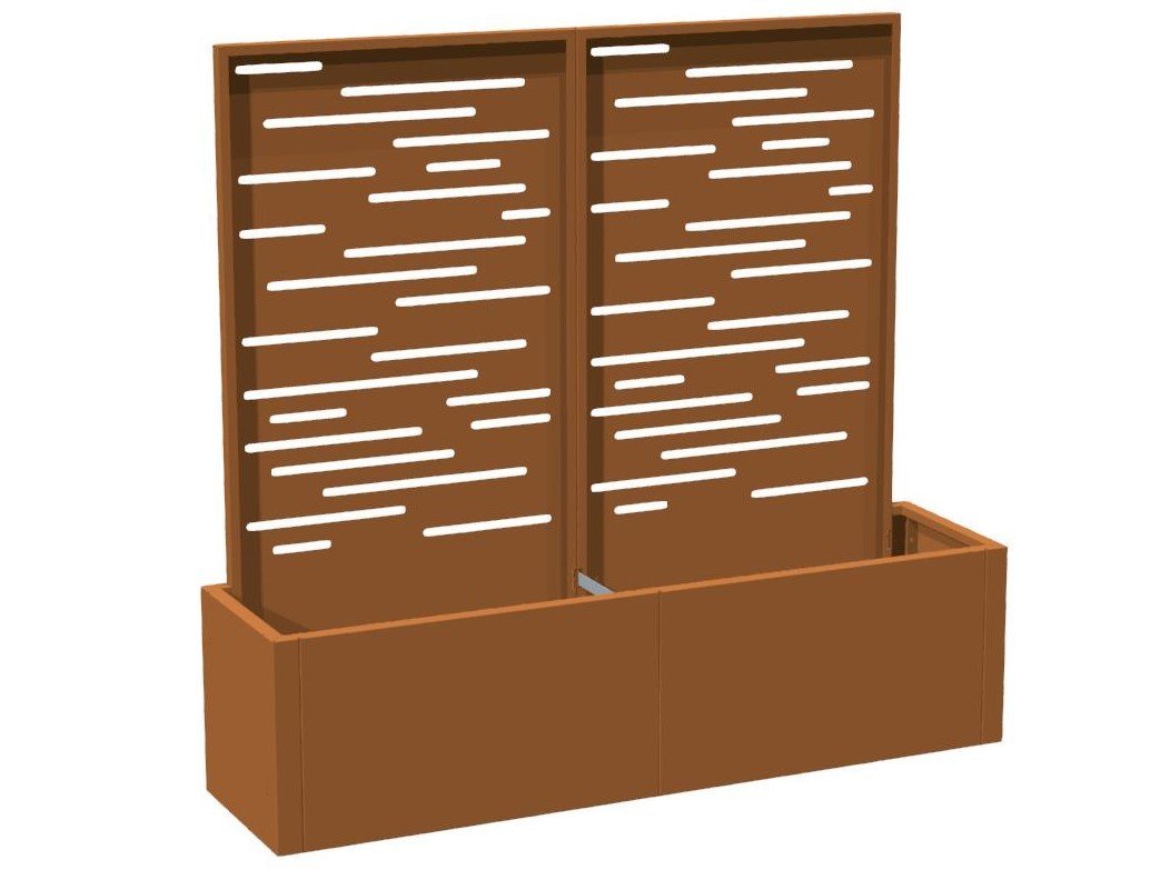 Cortenstål plantekasse med espalier CUBY 150 x 40 x 40 cm