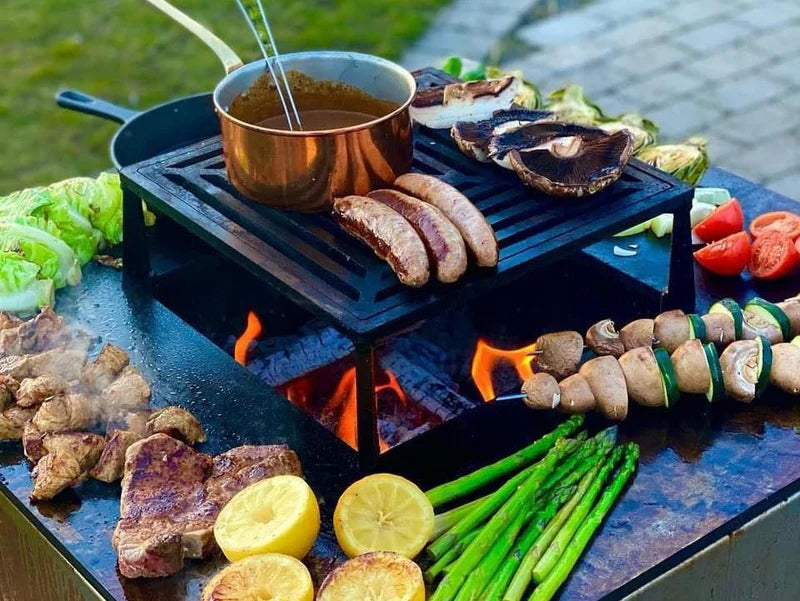 BBQ Feuerstelle Grill CUBY schwarz 80 x 80 x 40 cm