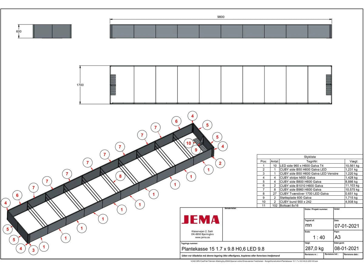 Großes byJEMA CUBY Hochbeet aus verzinktem Stahl nach Sondermaß für Gartenanlagen