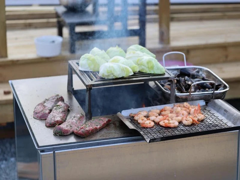 BBQ Feuerstelle Grill CUBY verzinkter Stahl 60 x 60 x 80 cm