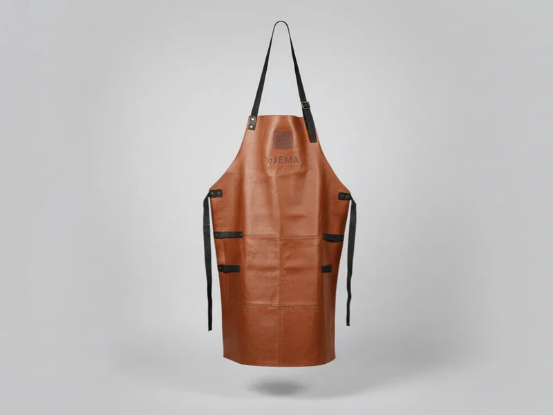 Schürze aus braunem Leder zum Grillen und Kochen