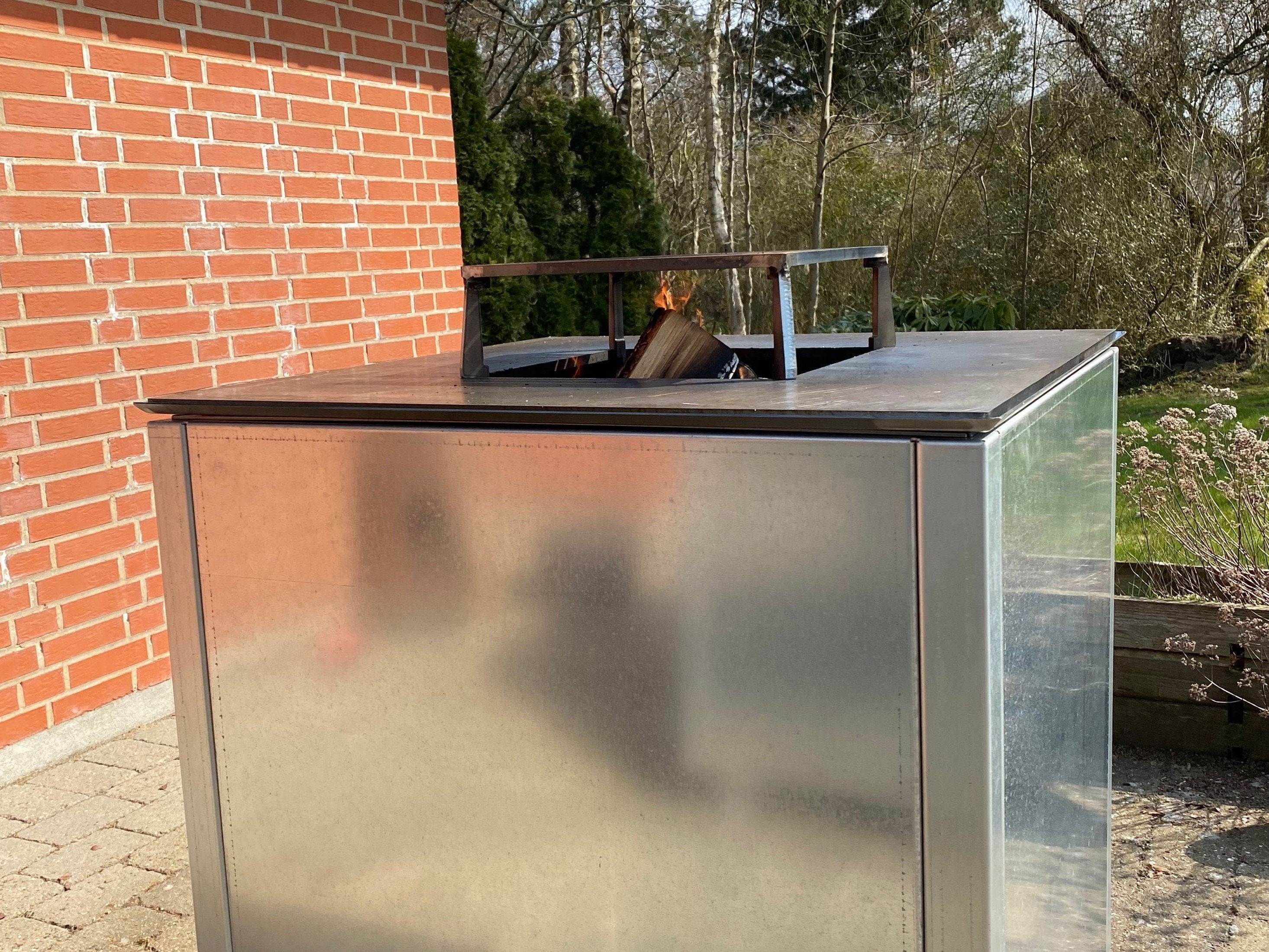 Bålgrill galvaniseret stål CUBY 80 x 80 x 80 cm