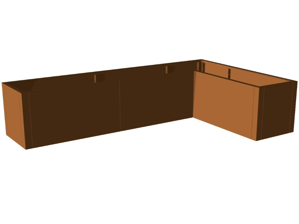 L-förmiger Pflanzkasten aus Cortenstahl von CUBY als Produktansicht