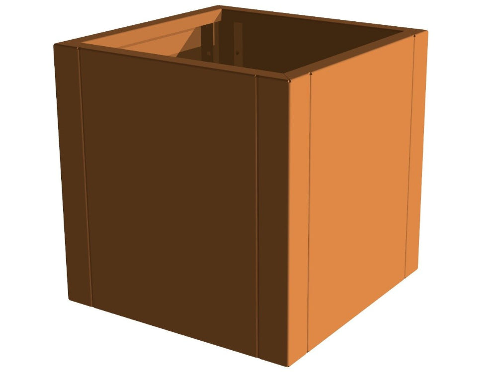Minimalistischer quadratischer Pflanzkasten aus Cortenstahl von CUBY