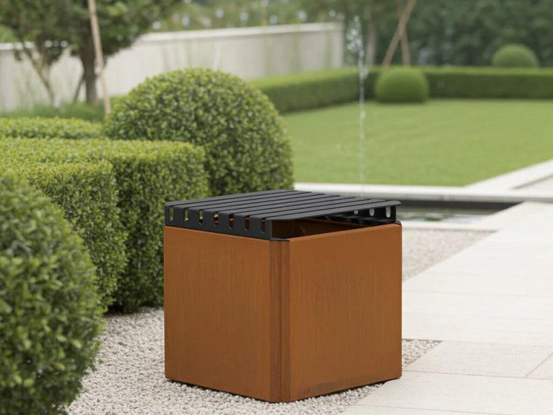 EDGY Auflagebank 40 cm aus Cortenstahl als Deckel