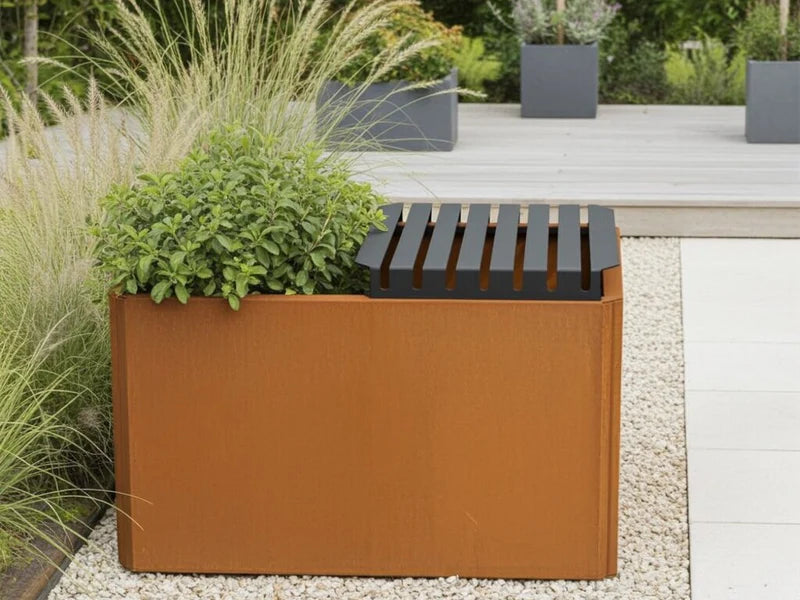 Auflagebank 40 cm aus Cortenstahl als Sitzfläche