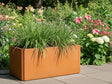 Rechteckiger EDGY Pflanzkübel aus Cortenstahl mit Stauden