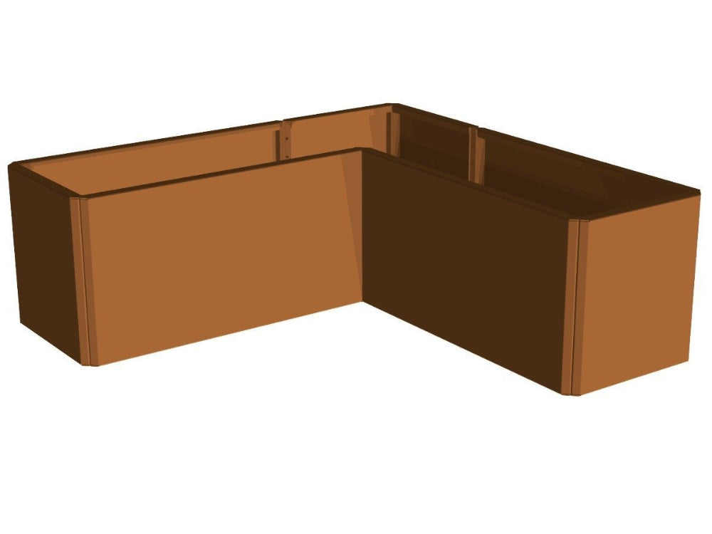 EDGY winkelförmiger Pflanzkübel aus Cortenstahl als freistehendes Produkt