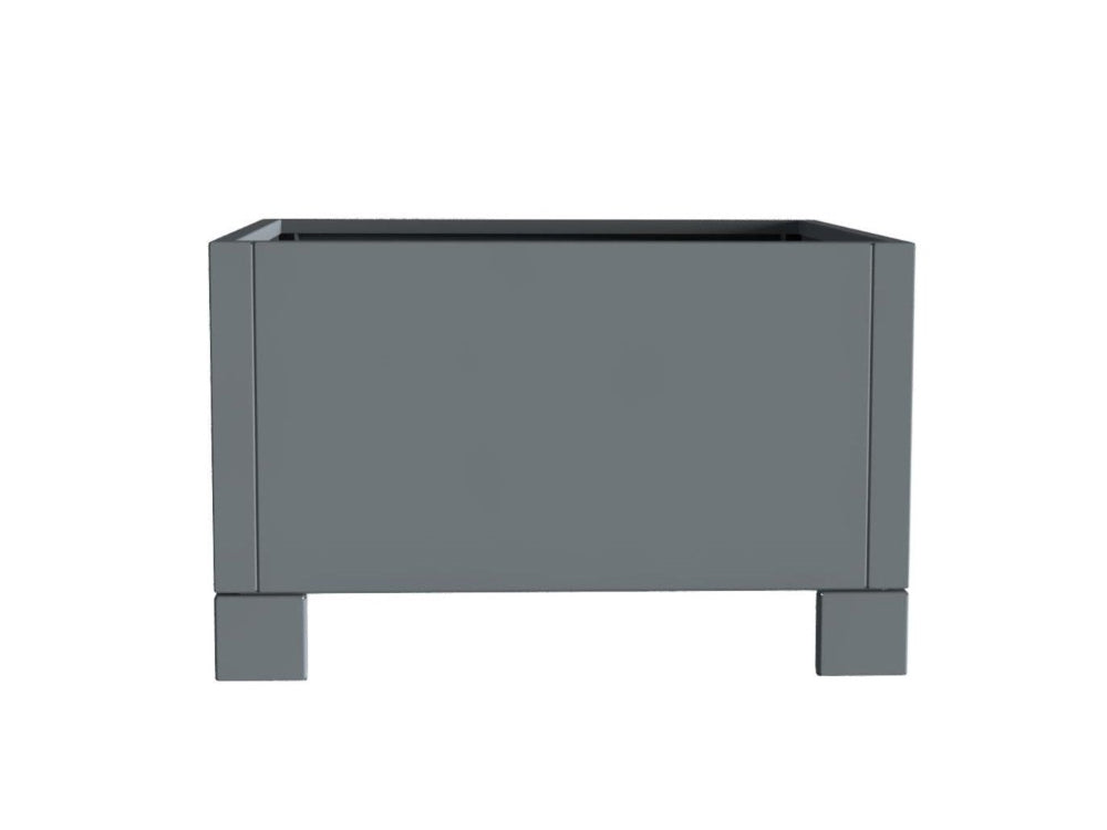 Pflanzkasten aus Stahl mit Füßen im minimalistischen Design