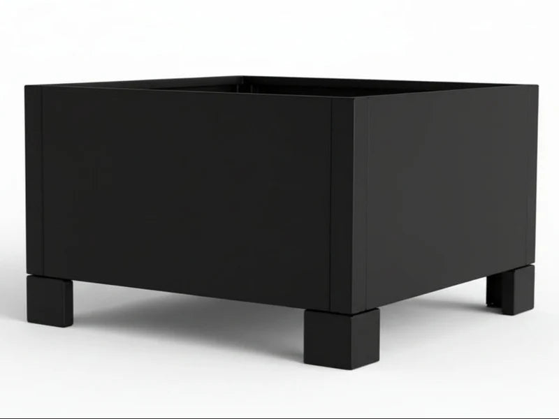 Füße für Pflanzkästen und Feuergrill aus schwarz lackiertem Stahl