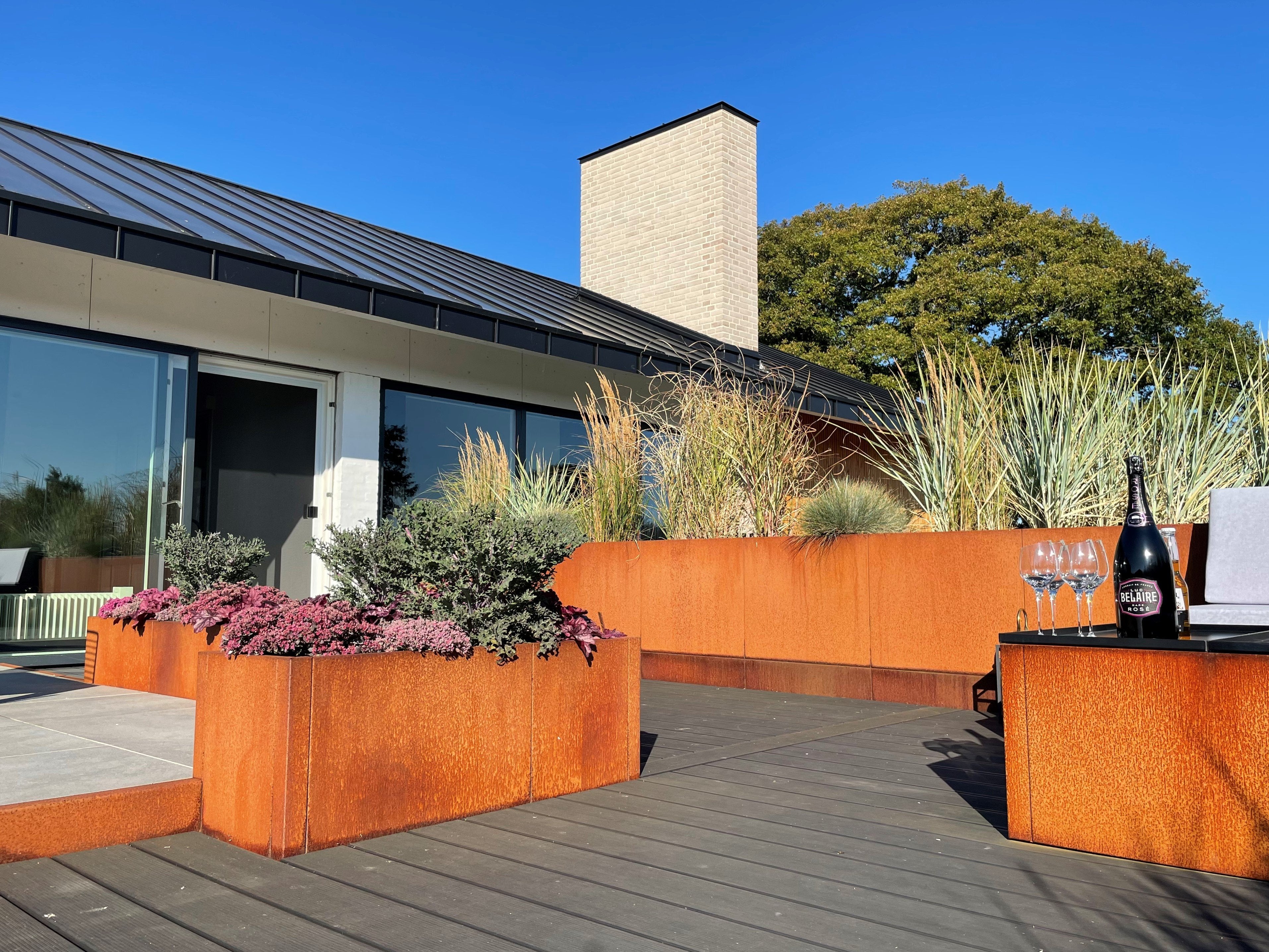 Corten plantekasse CUBY bredde 120 x 40 x 40 cm